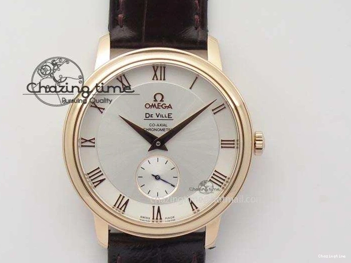 0207 Popular De Ville MK 1:1 Best Edition RG White Dial On Black Leather Asian Seagull T1701 (Sec@6) 8237